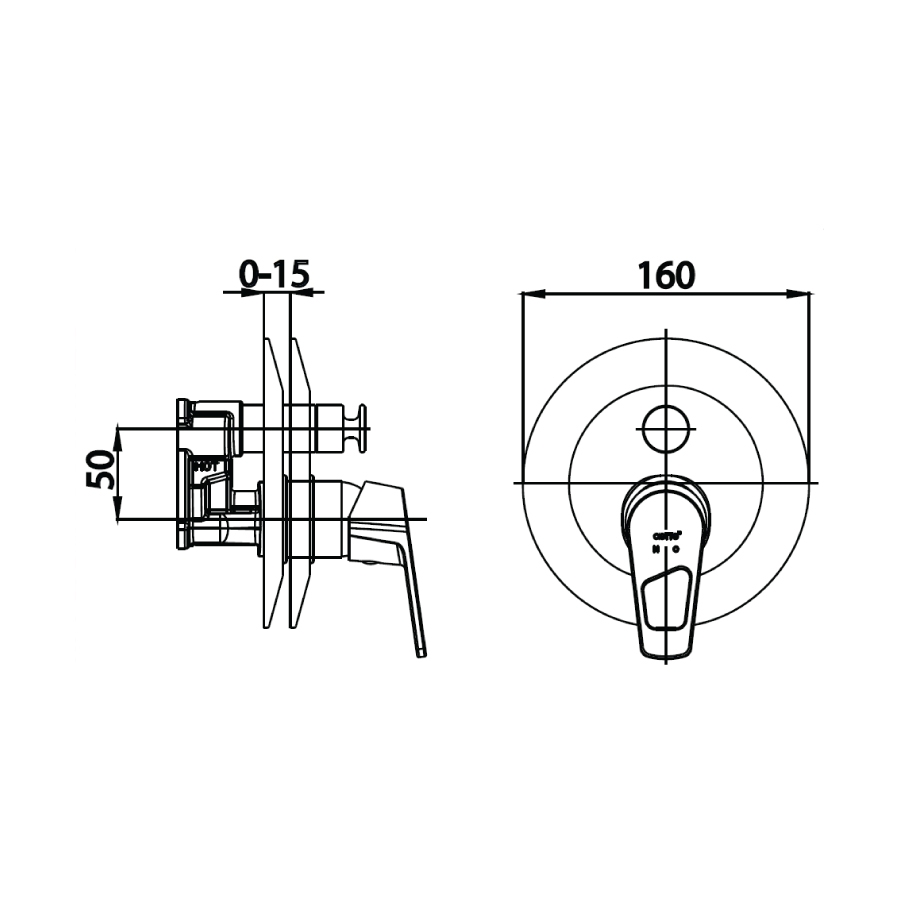 Van điều chỉnh âm tường nóng lạnh kèm van dừng 2 đường nước Romero COTTO CT516A