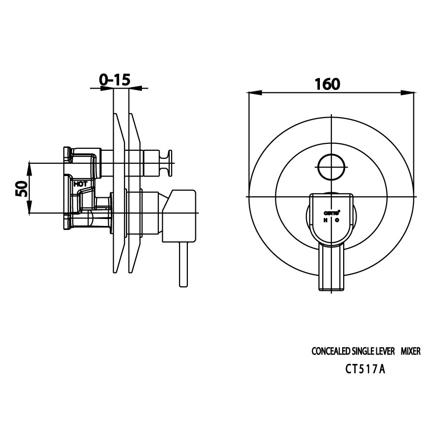 Van điều chỉnh âm tường nóng lạnh 2 đường nước Enrico COTTO CT517A
