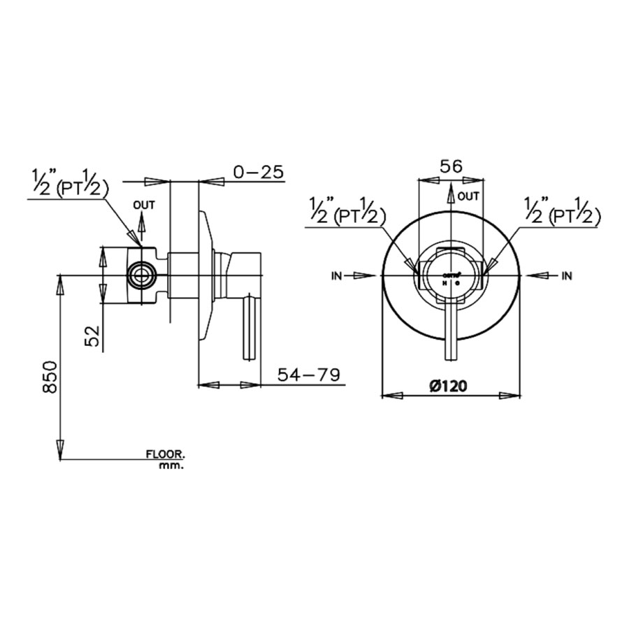 Van điều chỉnh âm tường nóng lạnh 1 đường nước Anthony COTTO CT594A