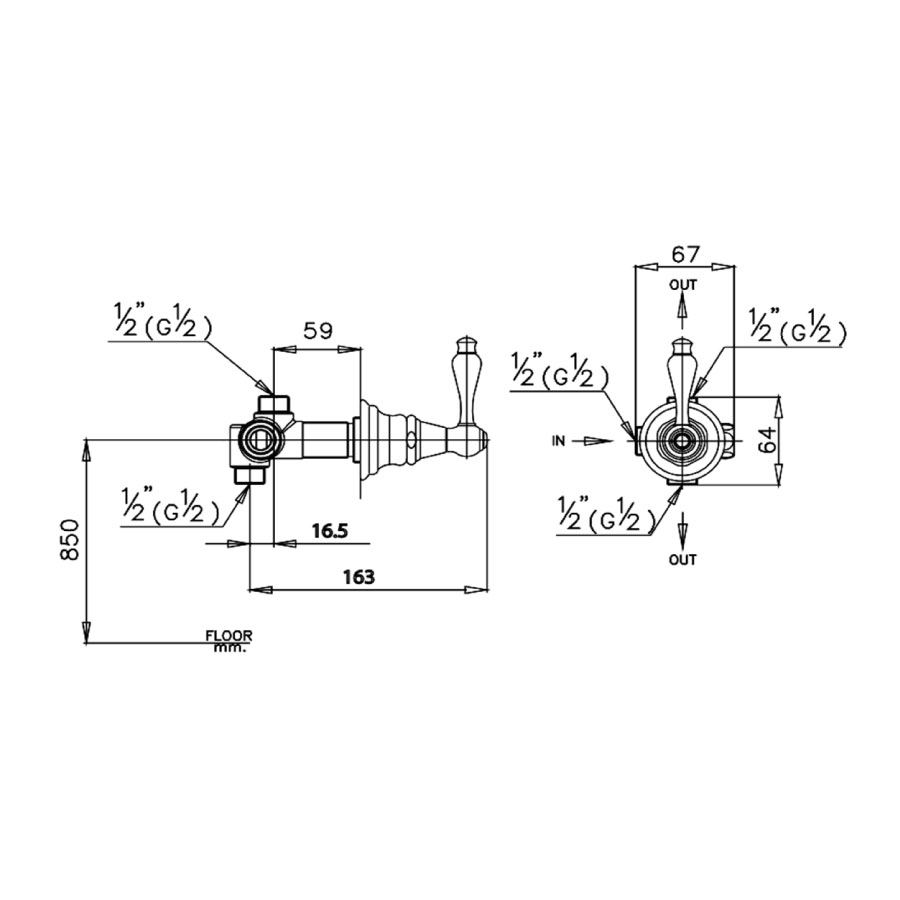 Van điều chỉnh âm tường lạnh 1 đường nước Classic COTTO CT606C17