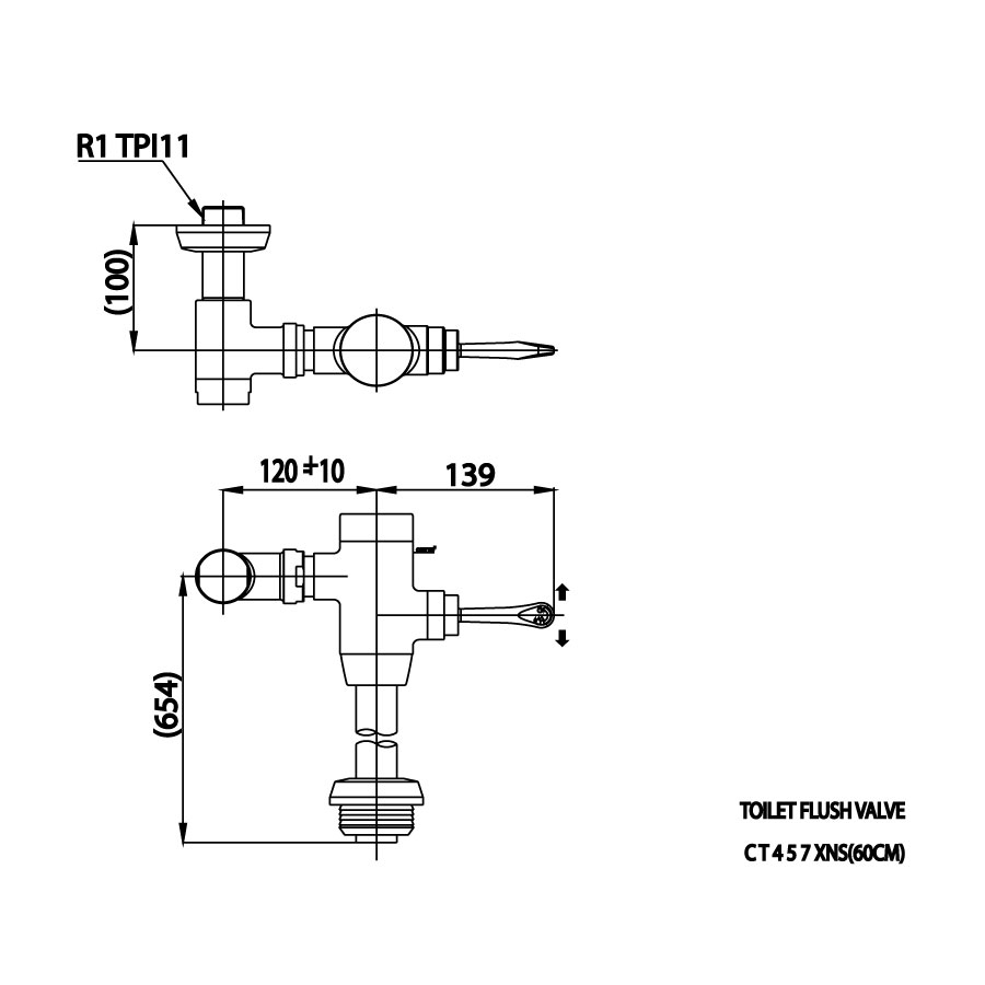 Bản vẽ kỹ thuật van xả trực tiếp dành cho bàn cầu COTTO CT457XNS(60CM)