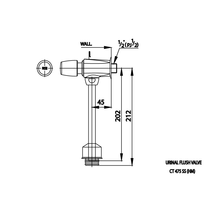 Van xả nhấn tiểu nam COTTO CT475SS(HM)
