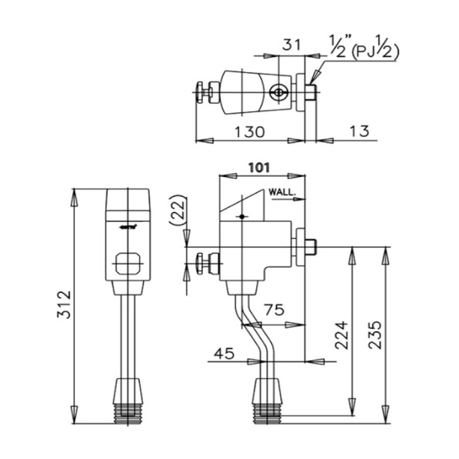 Van xả nhấn tiểu nam COTTO CT477S