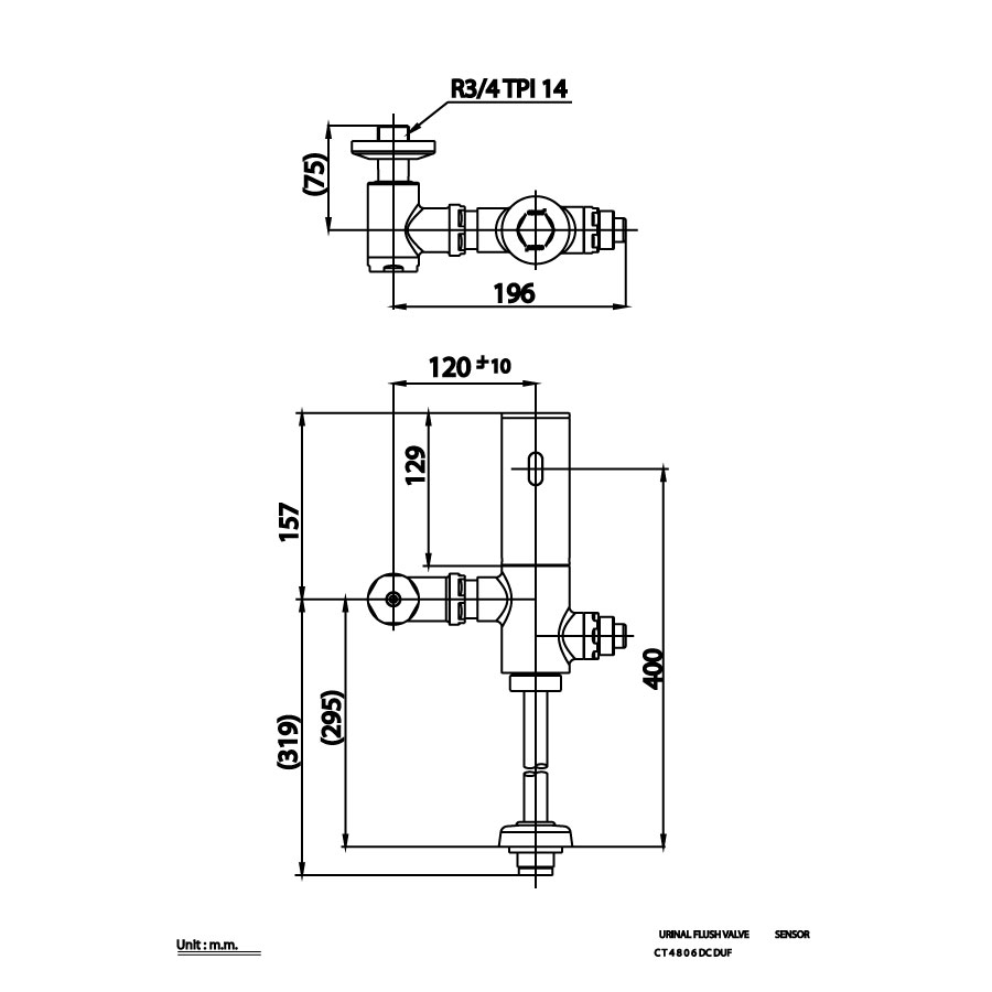 Van xả tiểu nam cảm ứng dùng pin có nút xả cơ COTTO CT4806DCDUF