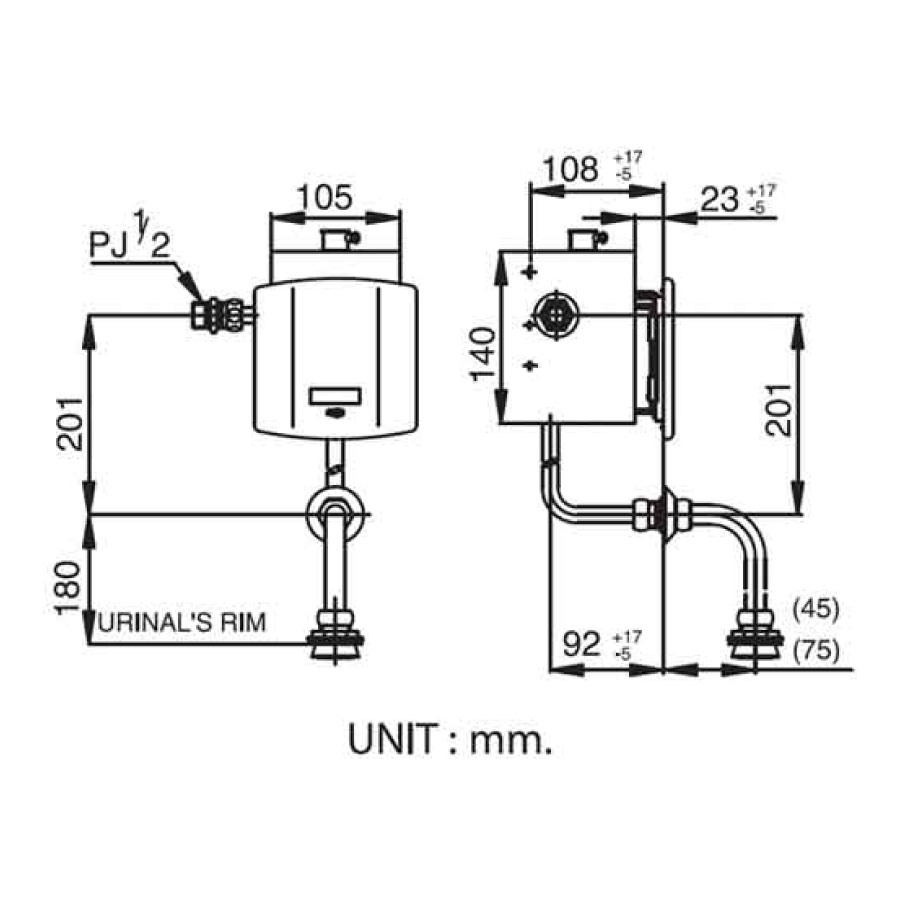Van xả tiểu nam cảm ứng âm tường COTTO CT480AC / CT480DC