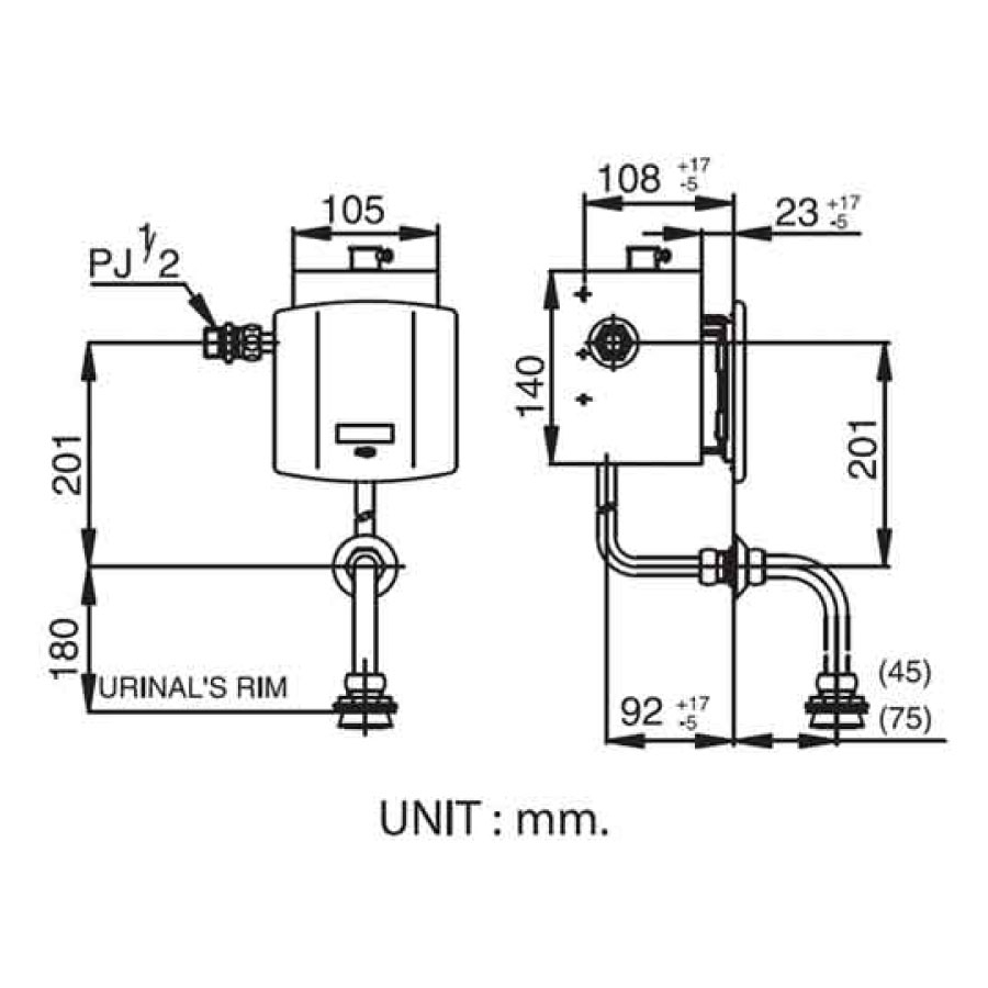 Van xả tiểu nam COTTO CT480AC(NL) cảm ứng âm tường dùng điện