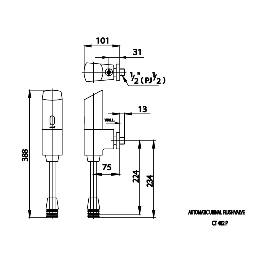 Van xả tiểu nam COTTO CT482P cảm ứng dùng pin