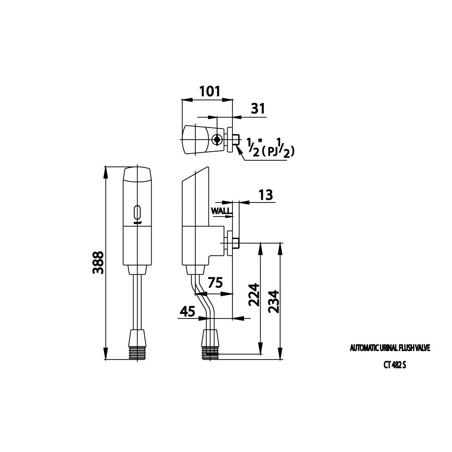 Van xả tiểu nam COTTO CT482S cảm ứng dùng pin