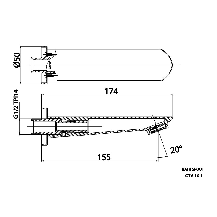 Vòi xả bồn COTTO CT6101 gắn tường Waltz