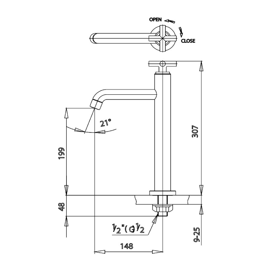 Bản vẽ kỹ thuật vòi lavabo lạnh COTTO CT103C16