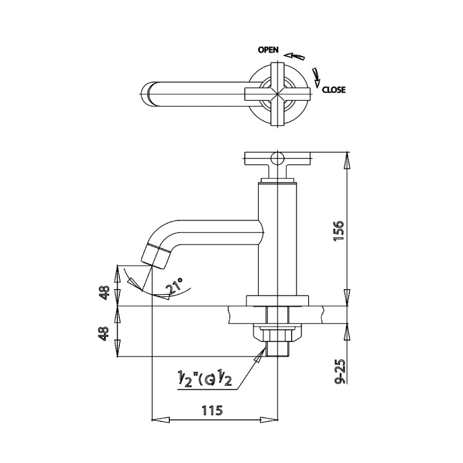 Bản vẽ kỹ thuật vòi lavabo lạnh COTTO CT104C16(HM)