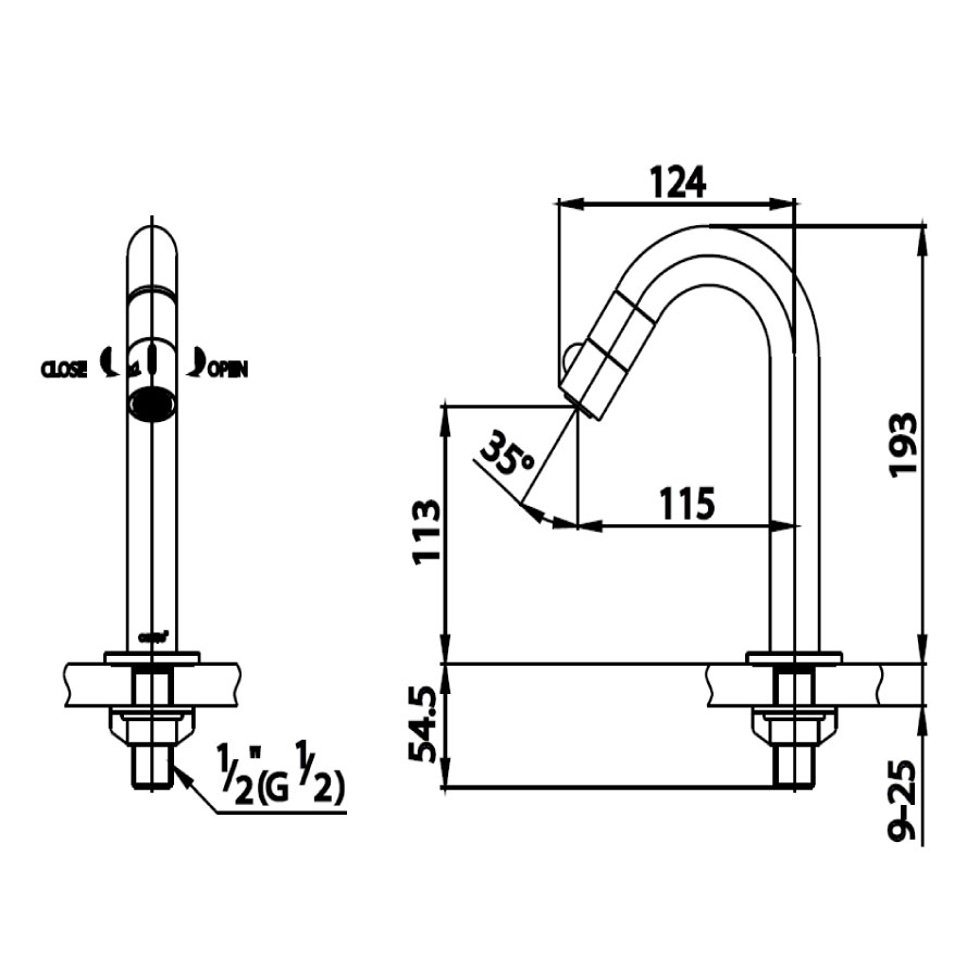Bản vẽ kỹ thuật vòi lavabo lạnh COTTO CT1061
