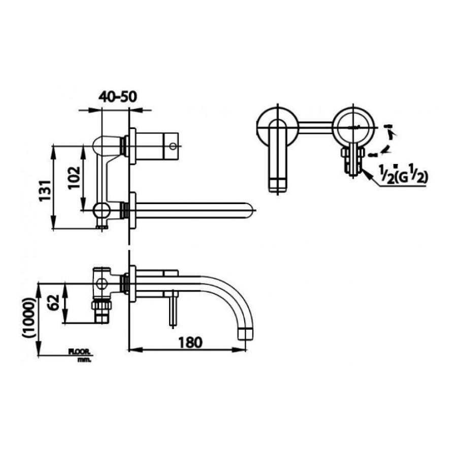 Vòi chậu lavabo COTTO CT1067 nước lạnh gắn tường Anthony