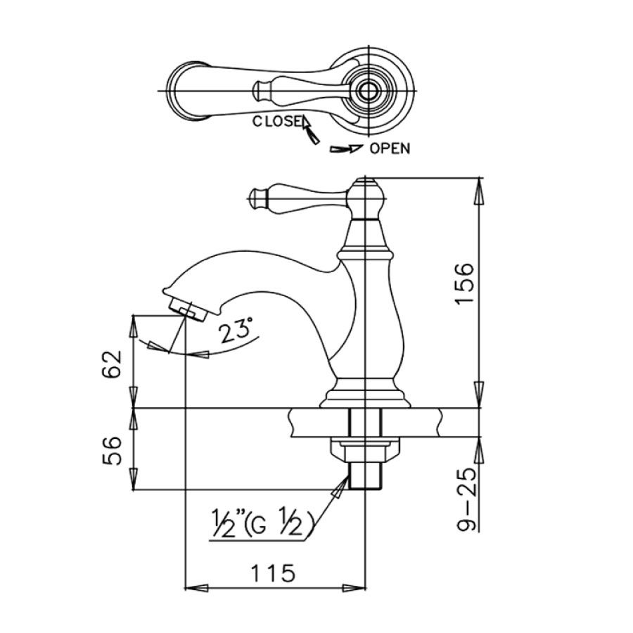 Vòi chậu lavabo COTTO CT108C17(HM) nước lạnh Classic Crystal