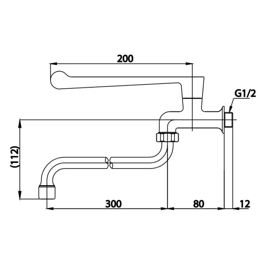 Bản vẽ kỹ thuật vòi lavabo lạnh COTTO gắn tường CT1154C37