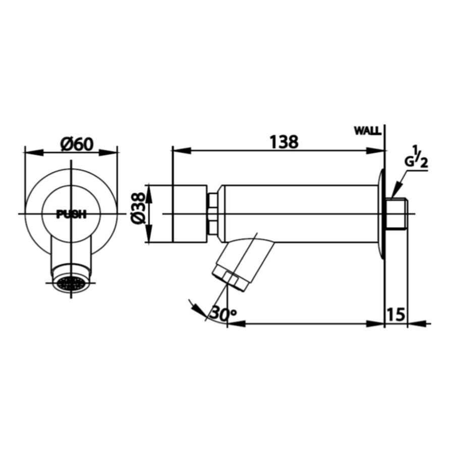 Vòi chậu lavabo COTTO CT1158 bán tự động gắn tường nước lạnh Linio