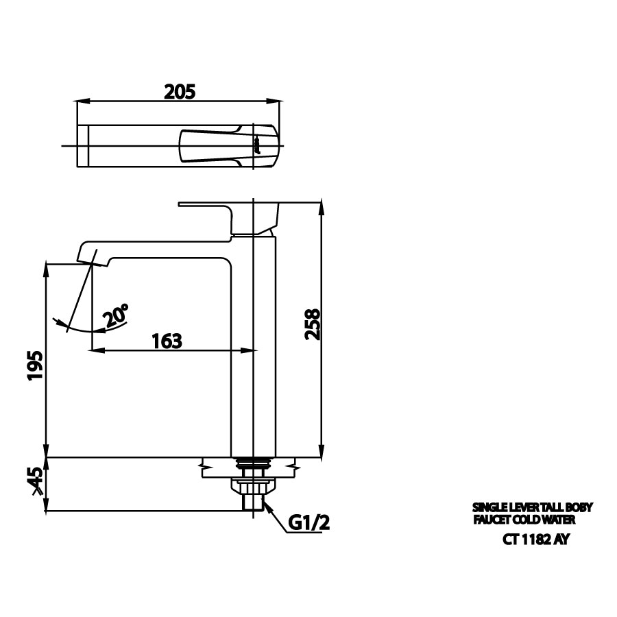 Vòi chậu lavabo COTTO CT1182AY lạnh thân cao Cubic