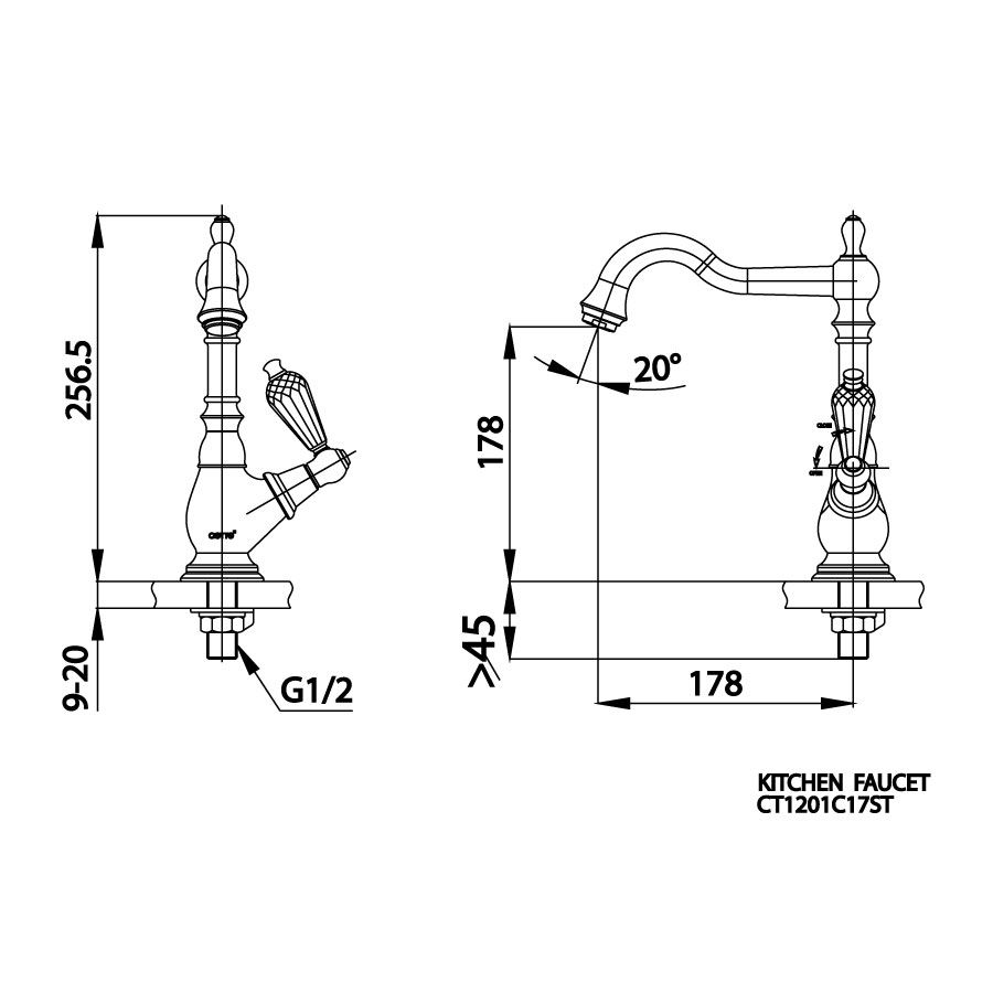 Vòi chậu lavabo COTTO CT1201C17ST nước lạnh thân cao Glamis