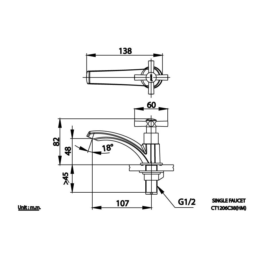 Vòi chậu lavabo COTTO CT1206C38(HM) nước lạnh Candle