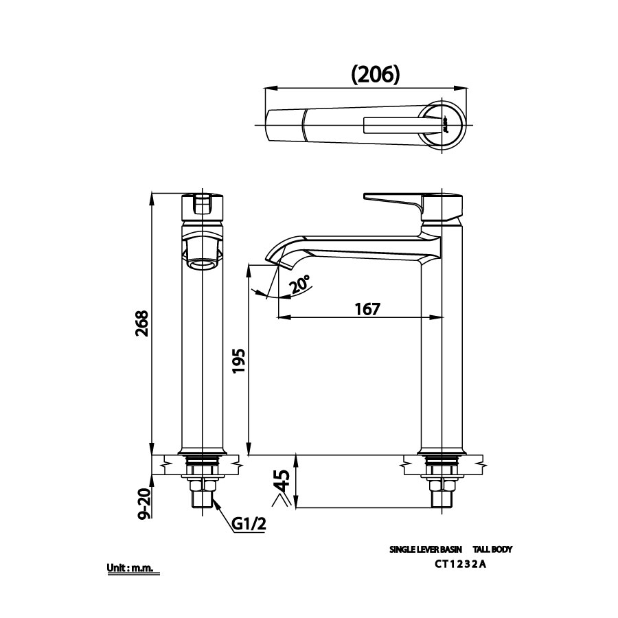 Vòi chậu lavabo COTTO CT1232AY lạnh thân cao Linio