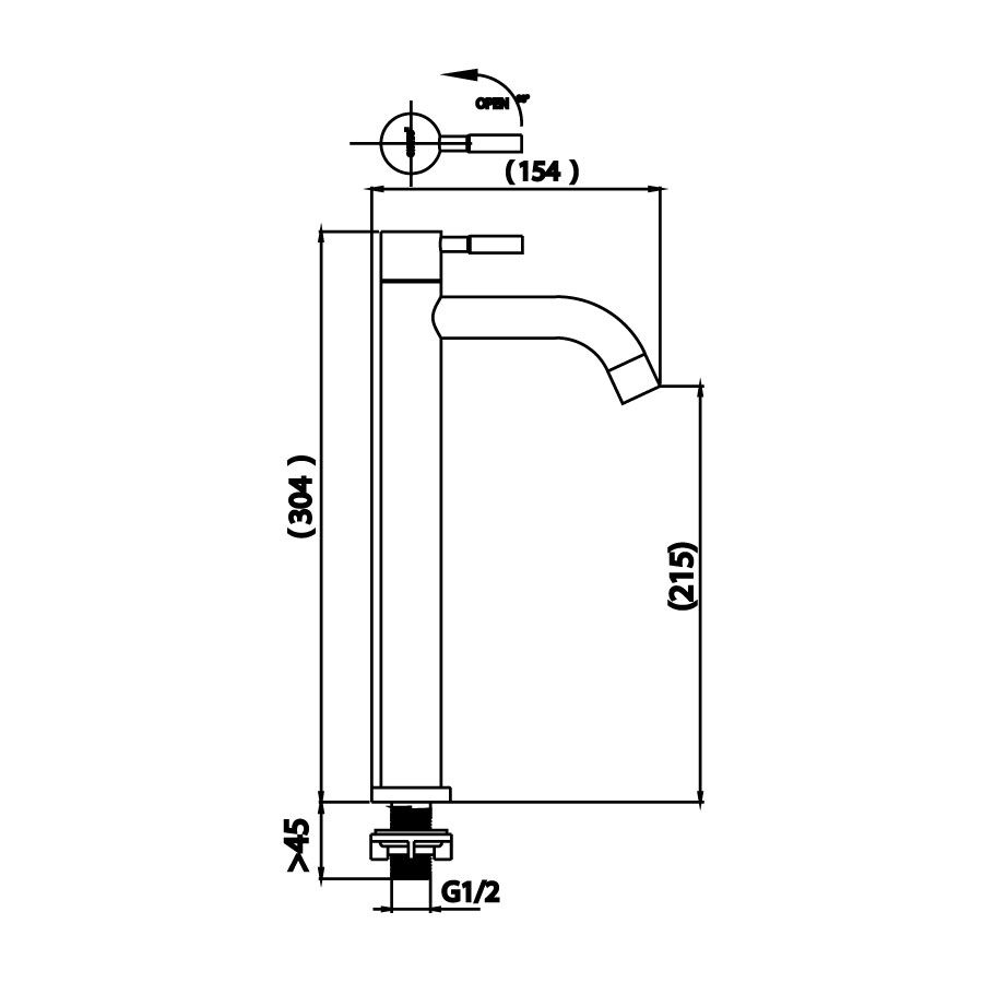 Vòi chậu lavabo COTTO CT1272C55Y#SA(HM) nước lạnh thân cao Titus