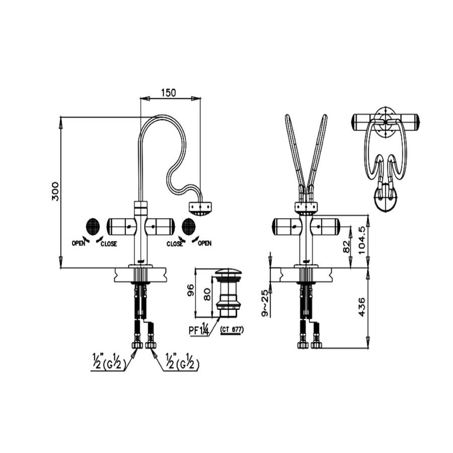 Vòi chậu lavabo COTTO CT2026C25ST nước lạnh Himmapan