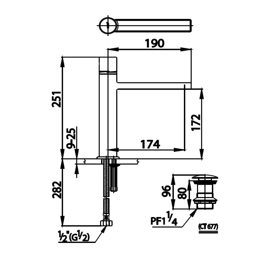 Vòi chậu lavabo COTTO CT2065 nóng lạnh thân cao Medio