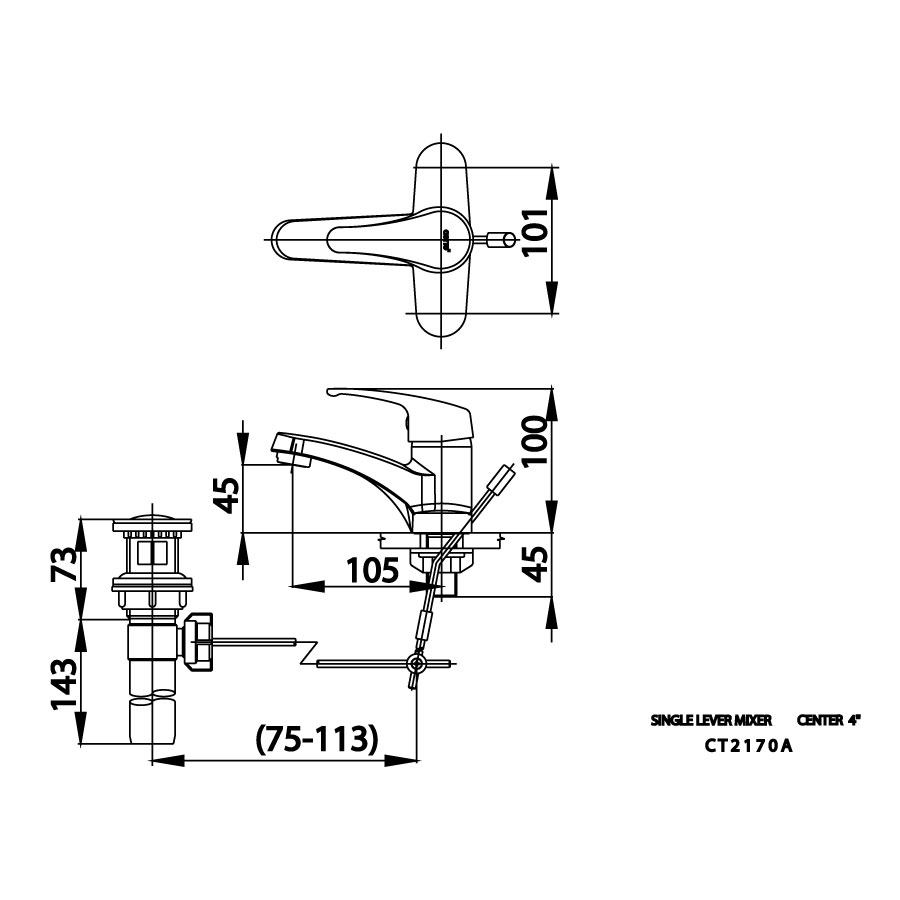 Vòi chậu lavabo COTTO CT2170A nóng lạnh 3 lỗ Arona