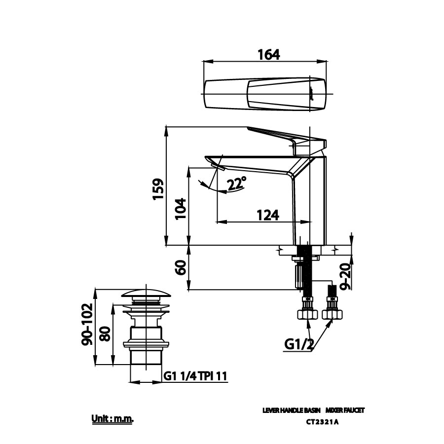 Vòi chậu lavabo COTTO CT2321A nóng lạnh Essentia