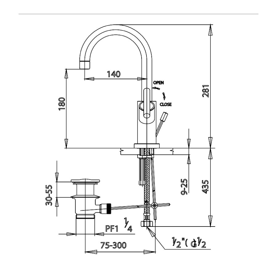 Vòi chậu lavabo COTTO CT239C20 nóng lạnh Cross
