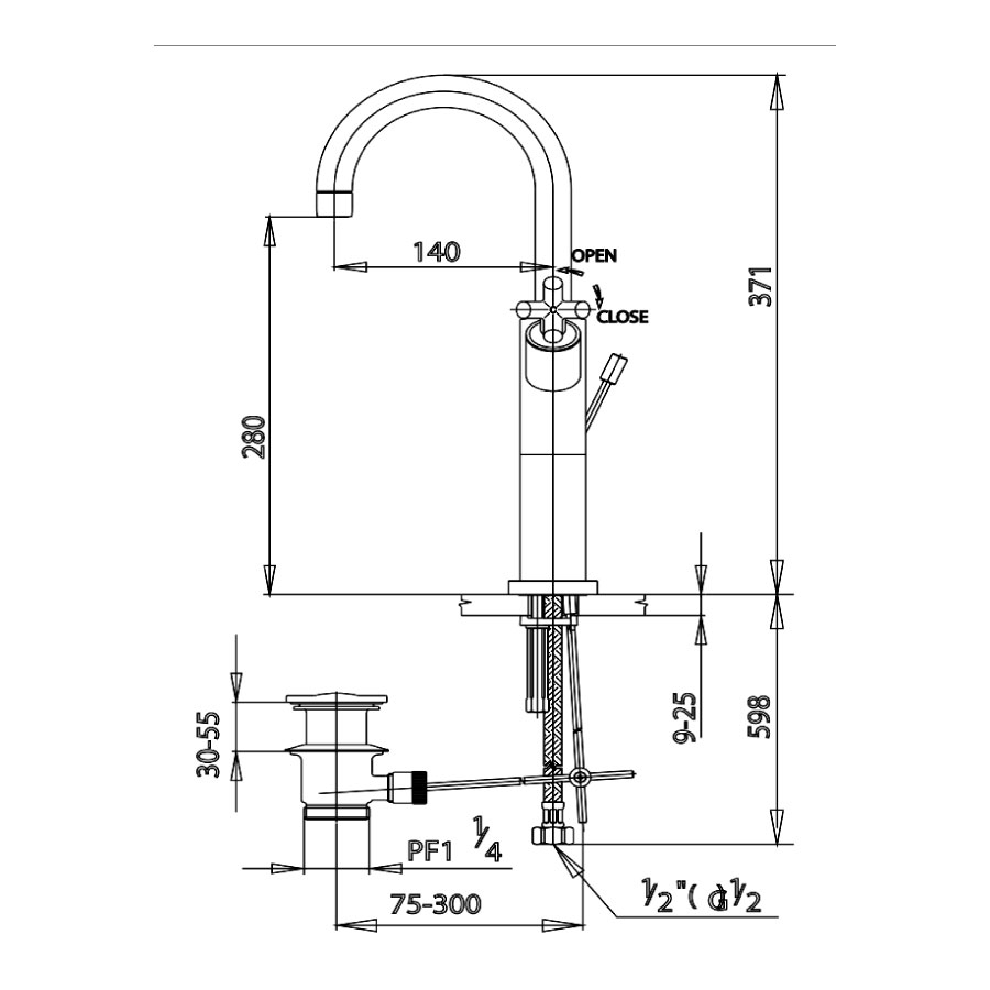 Vòi chậu lavabo COTTO CT239YC16 nóng lạnh Cross