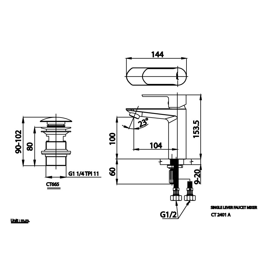 Vòi chậu lavabo COTTO CT2401A nóng lạnh Waltz