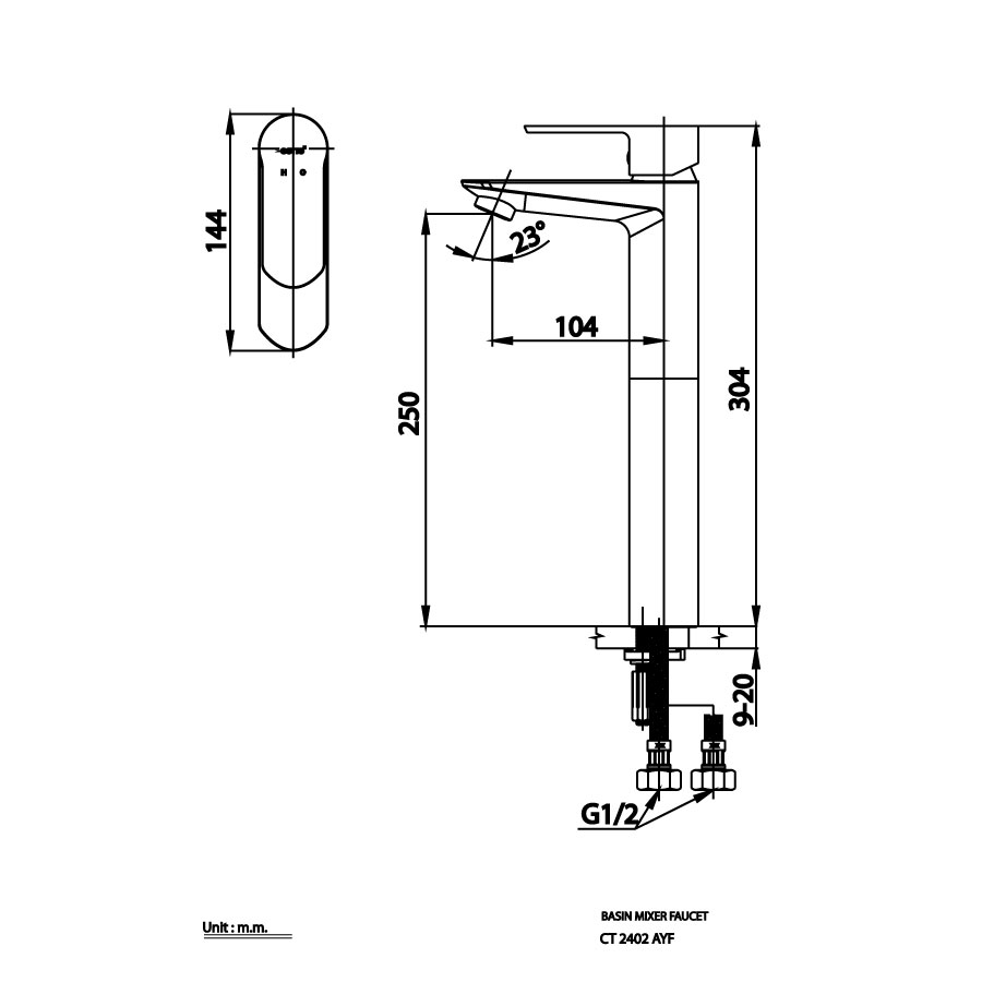 Vòi chậu lavabo COTTO CT2402AYF nóng lạnh thân cao Waltz