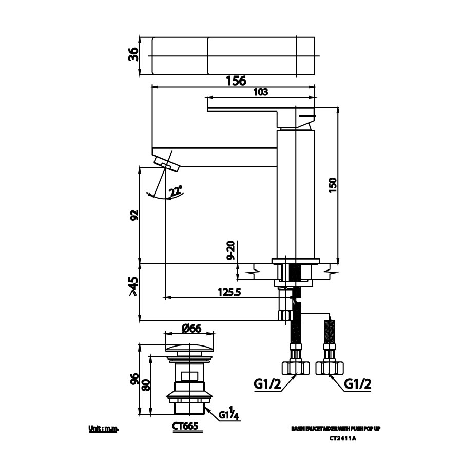 Vòi chậu lavabo COTTO CT2411A nóng lạnh Master One