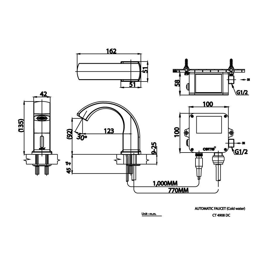 Vòi chậu lavabo COTTO CT4908AC / CT4908DC cảm ứng nước lạnh