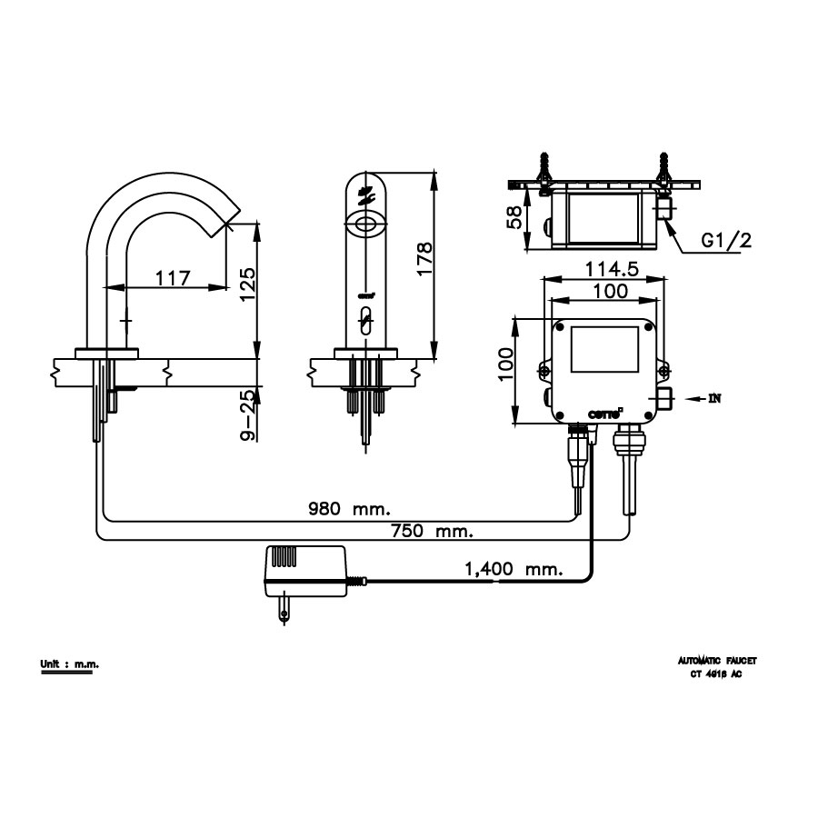Vòi chậu lavabo COTTO CT4916AC cảm ứng lạnh (dùng điện)