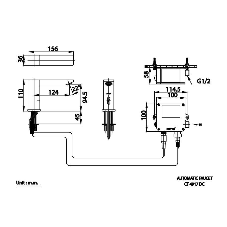 Vòi chậu lavabo COTTO CT4917DC cảm ứng lạnh (dùng pin)
