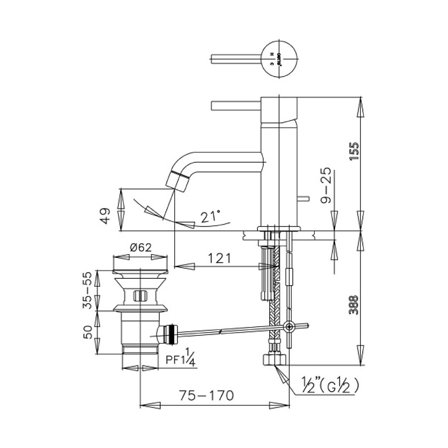 Vòi chậu lavabo COTTO CT542A nóng lạnh Anthony