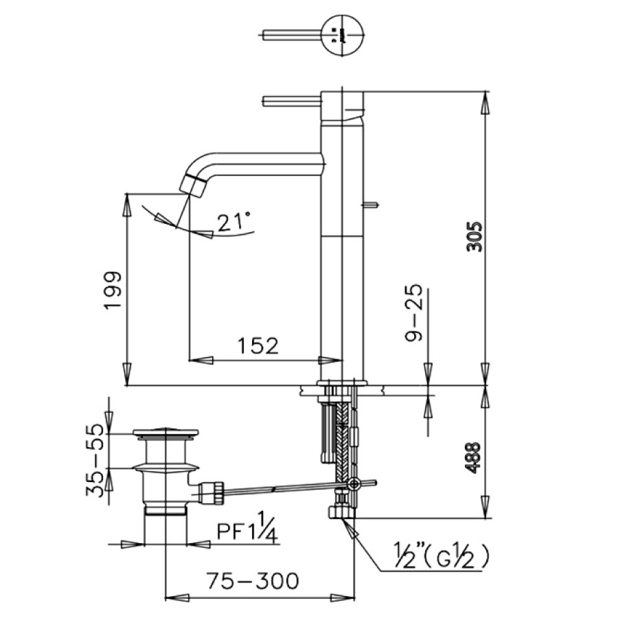 Vòi chậu lavabo COTTO CT542AY nóng lạnh thân cao Anthony