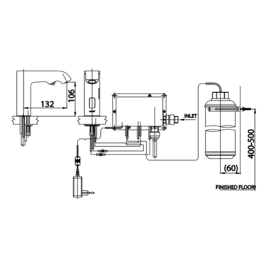 Vòi chậu lavabo COTTO CT548AC cảm ứng nước lạnh dùng điện