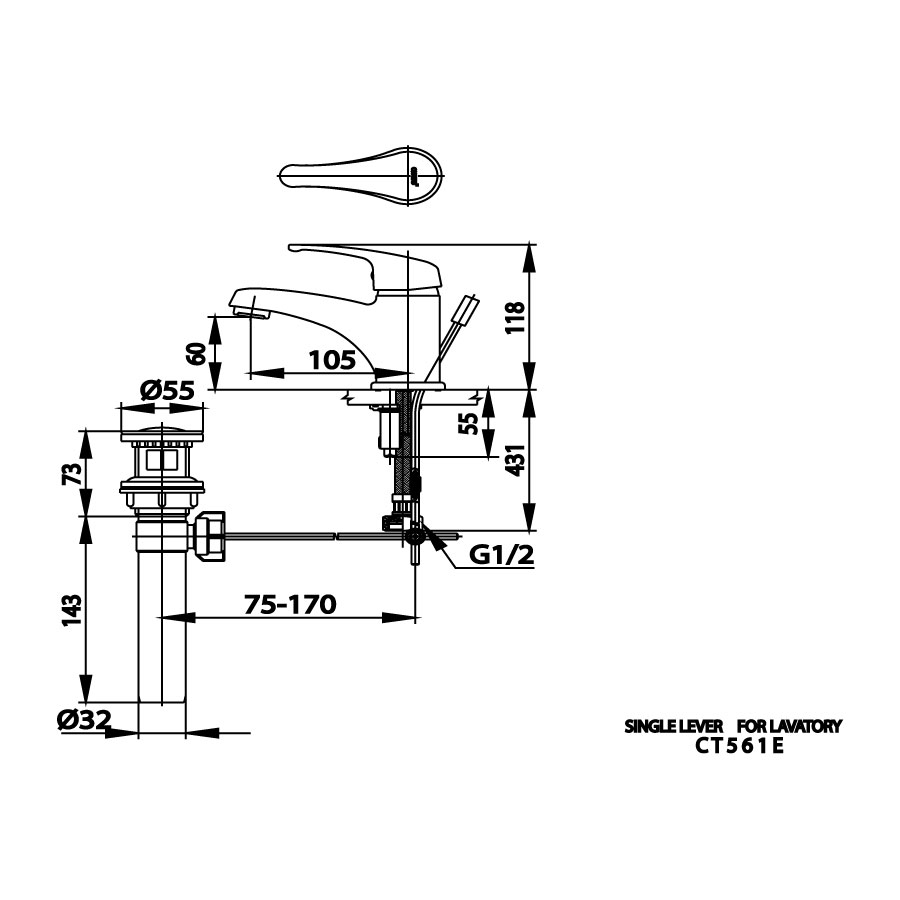 Vòi chậu lavabo COTTO CT561E nóng lạnh Arona