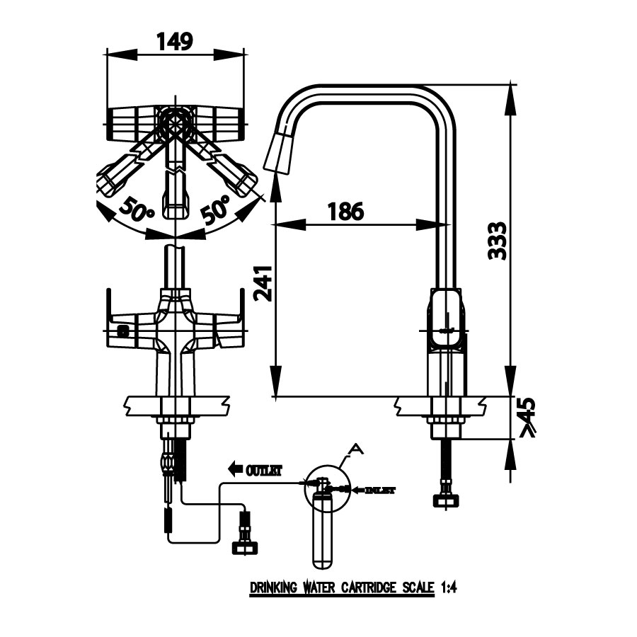 Vòi bếp COTTO CT1109A lạnh kết hợp bộ lọc nước Aqua-Twins