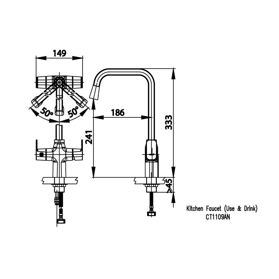 Vòi bếp COTTO CT1109AN nước lạnh Aqua-Twins