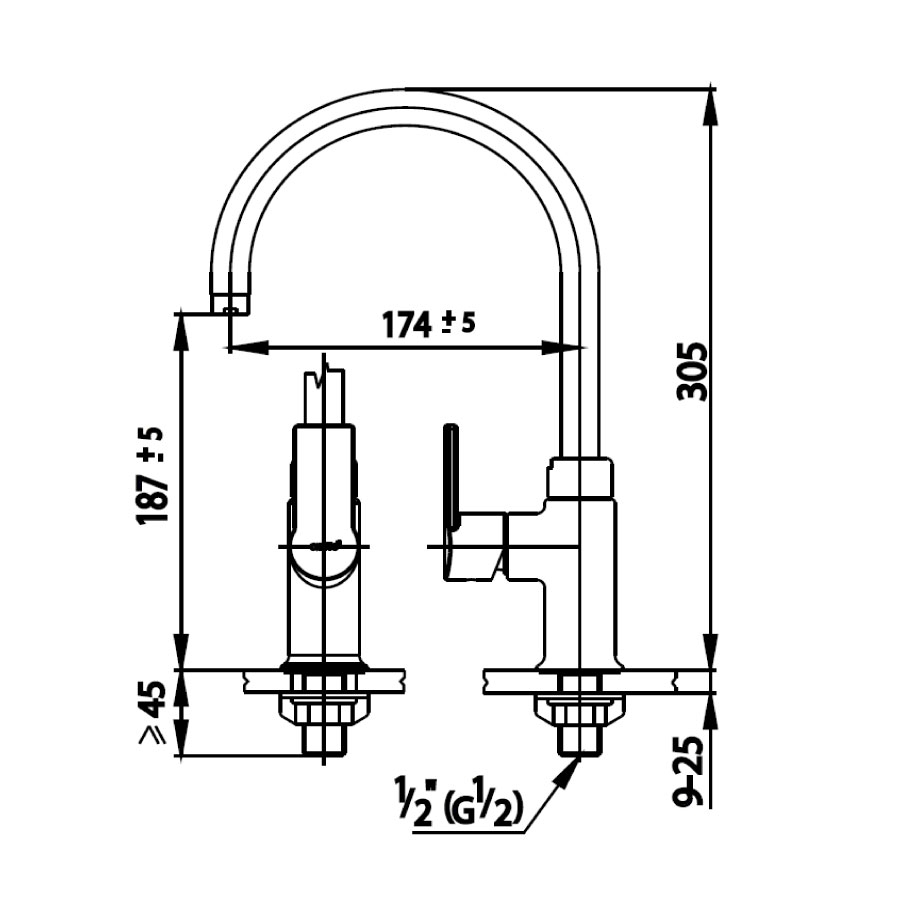 Vòi bếp COTTO CT1117A(HM) lạnh Alto