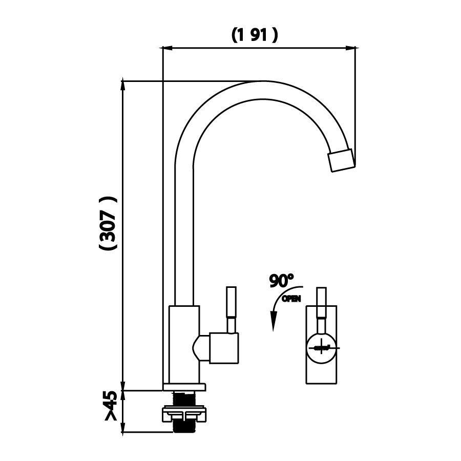 Vòi bếp COTTO CT1275C55#SA(HM) nước lạnh Titus