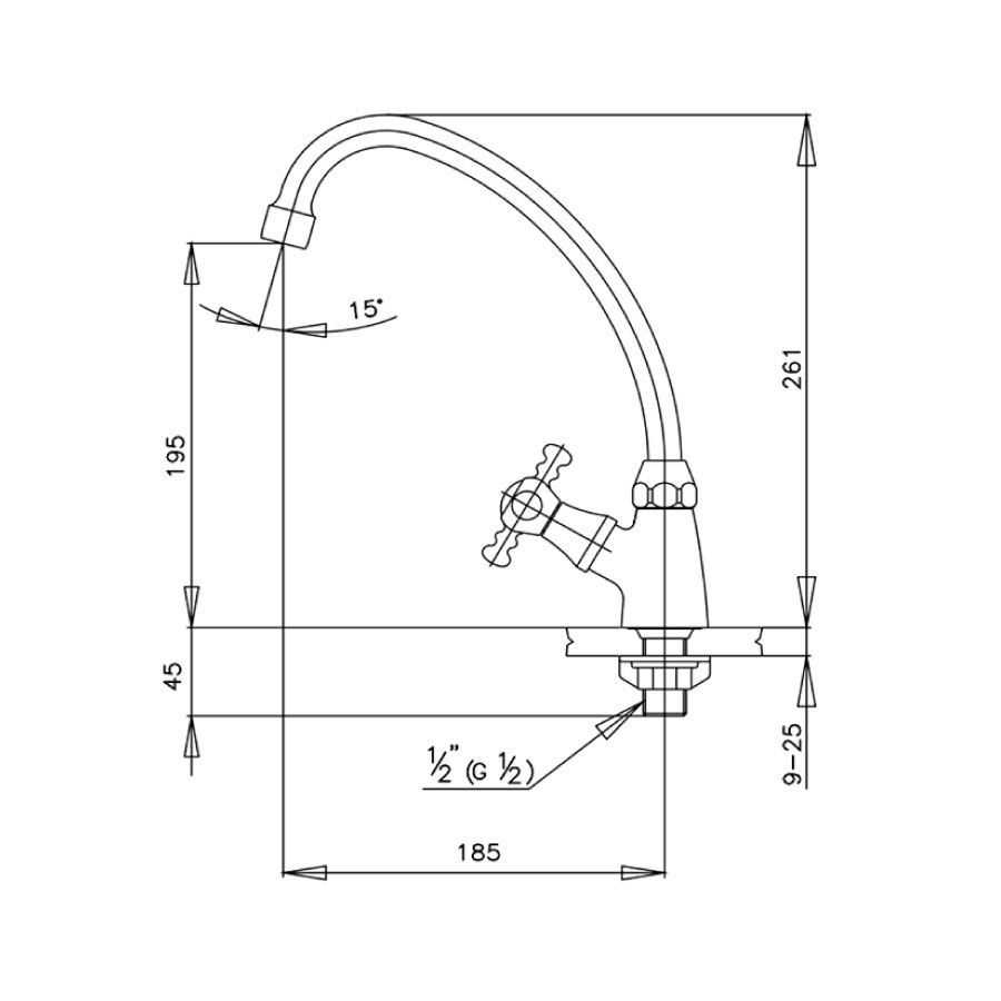 Vòi bếp COTTO CT150C15(HM) nước lạnh Marina