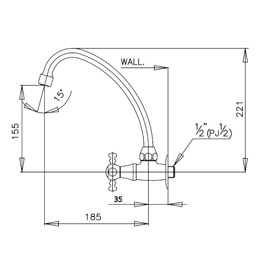 Vòi bếp COTTO CT184C15(HM) nước lạnh Marina