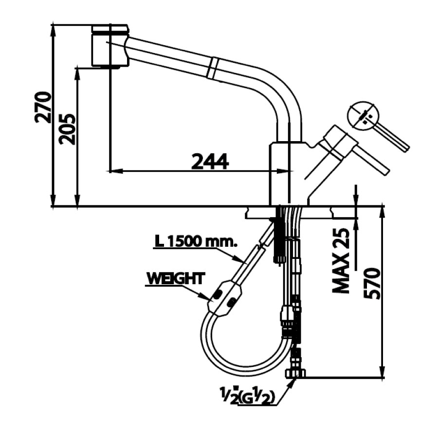 Vòi bếp COTTO CT2078A nóng lạnh có dây rút Anthony