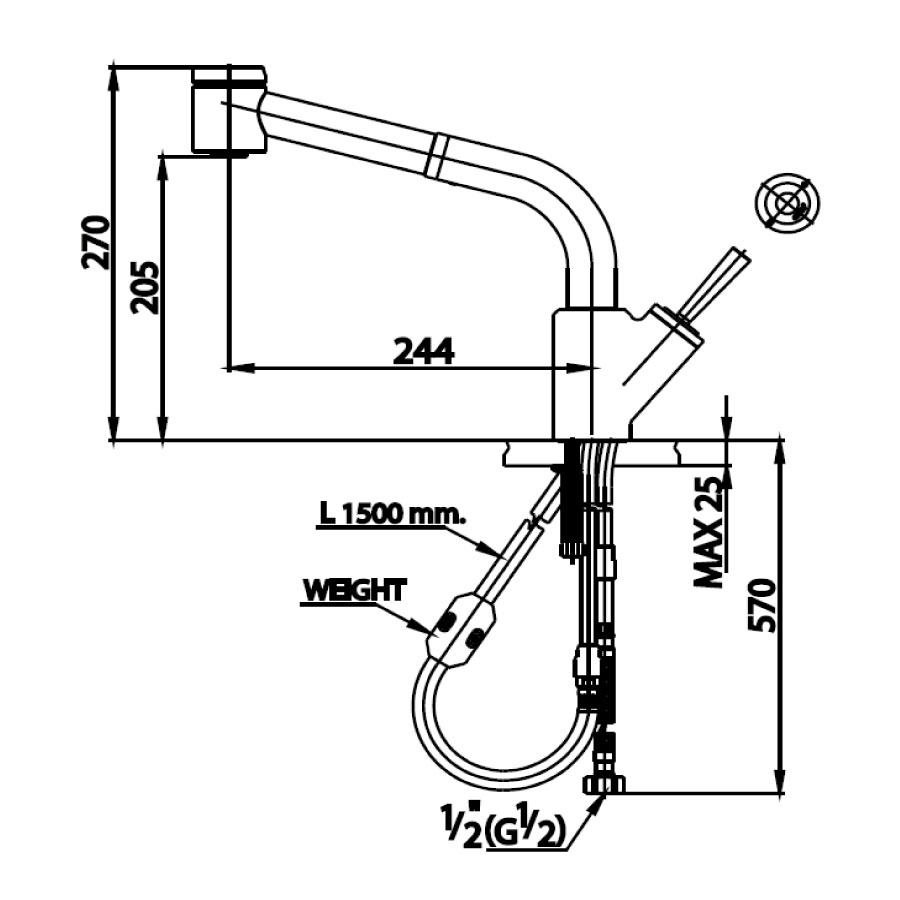 Vòi bếp COTTO CT2078J nóng lạnh có dây rút Anthony-J