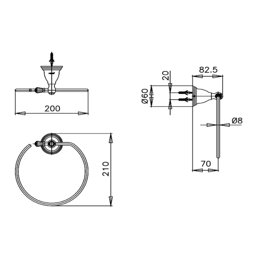 Vòng treo khăn COTTO CT043ST(HM) Classic Crystal